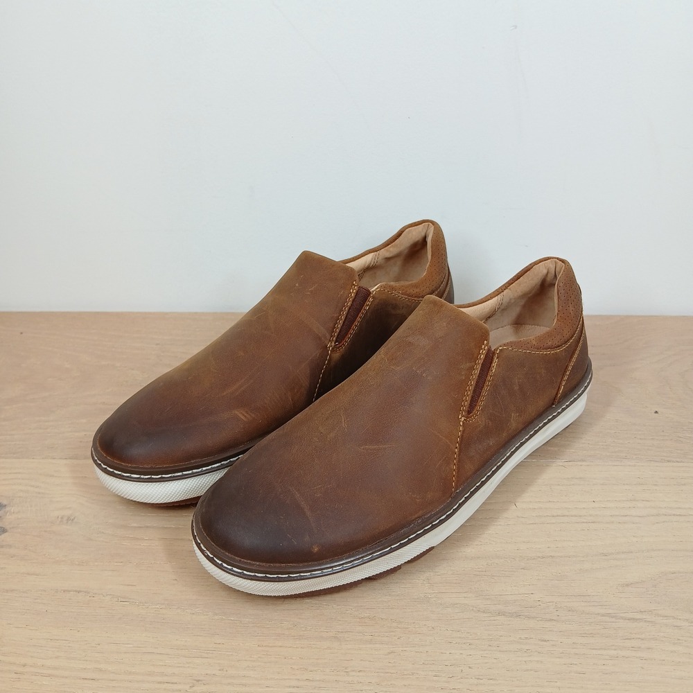 Johnston & Murphy Sneakers Mens 8M Brown Leather Casual Comfort Slip-on Shoes